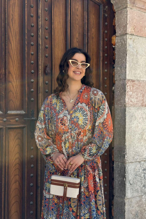 FUSTAN I GJATË ME DIZAJNE TË NDRYSHME PËR FEMRA NË NGJYRËN PORTOKALLI - 5