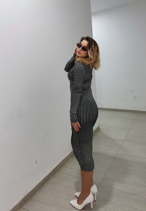 FUSTAN I GJATË ME SHKËLQIM PËR FEMRA NË NGJYRËN ARGJEND - 2