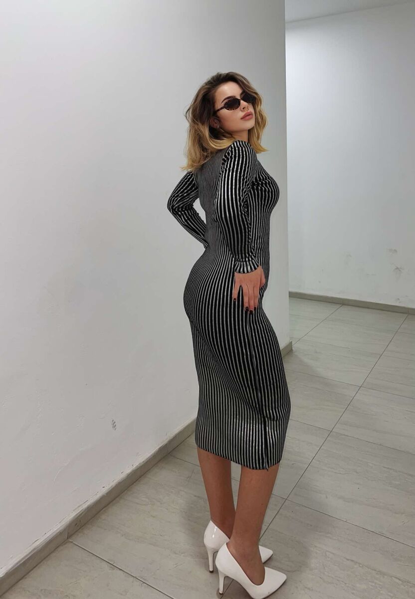 FUSTAN I GJATË ME SHKËLQIM PËR FEMRA NË NGJYRËN ARGJEND - 4