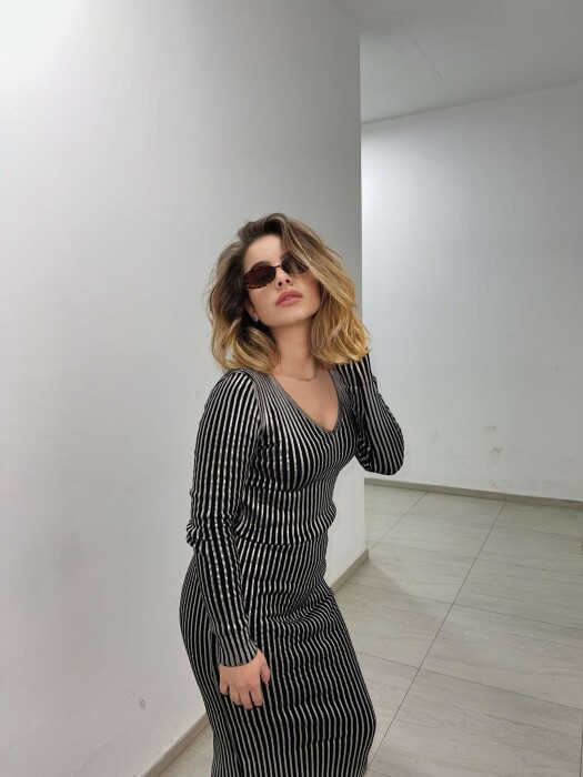 FUSTAN I GJATË ME SHKËLQIM PËR FEMRA NË NGJYRËN ARGJEND - 6