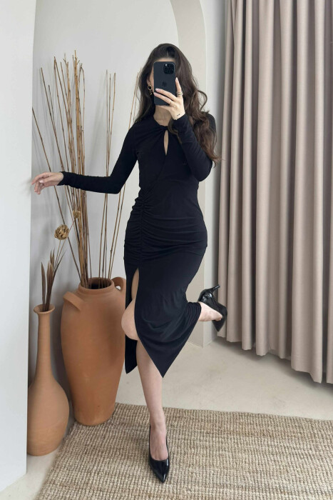 FUSTAN I GJATË NJË NGJYRËSH PËR FEMRA NË NGJYRËN E ZEZË - 4