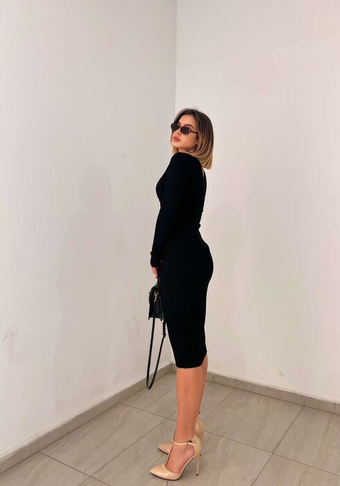 FUSTAN I GJATË NJË NGJYRËSH PËR FEMRA NË NGJYRËN E ZEZË - 5