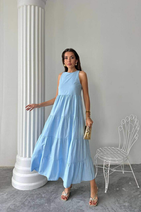 FUSTAN I GJATE PA MENGE NJE NGJYRESH PER FEMRA NE NGJYRE BLU TE ZBARDHUR - 4