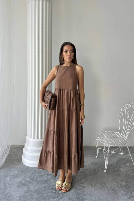 FUSTAN I GJATE PA MENGE NJE NGJYRESH PER FEMRA NE NGJYRE KAFE - 3