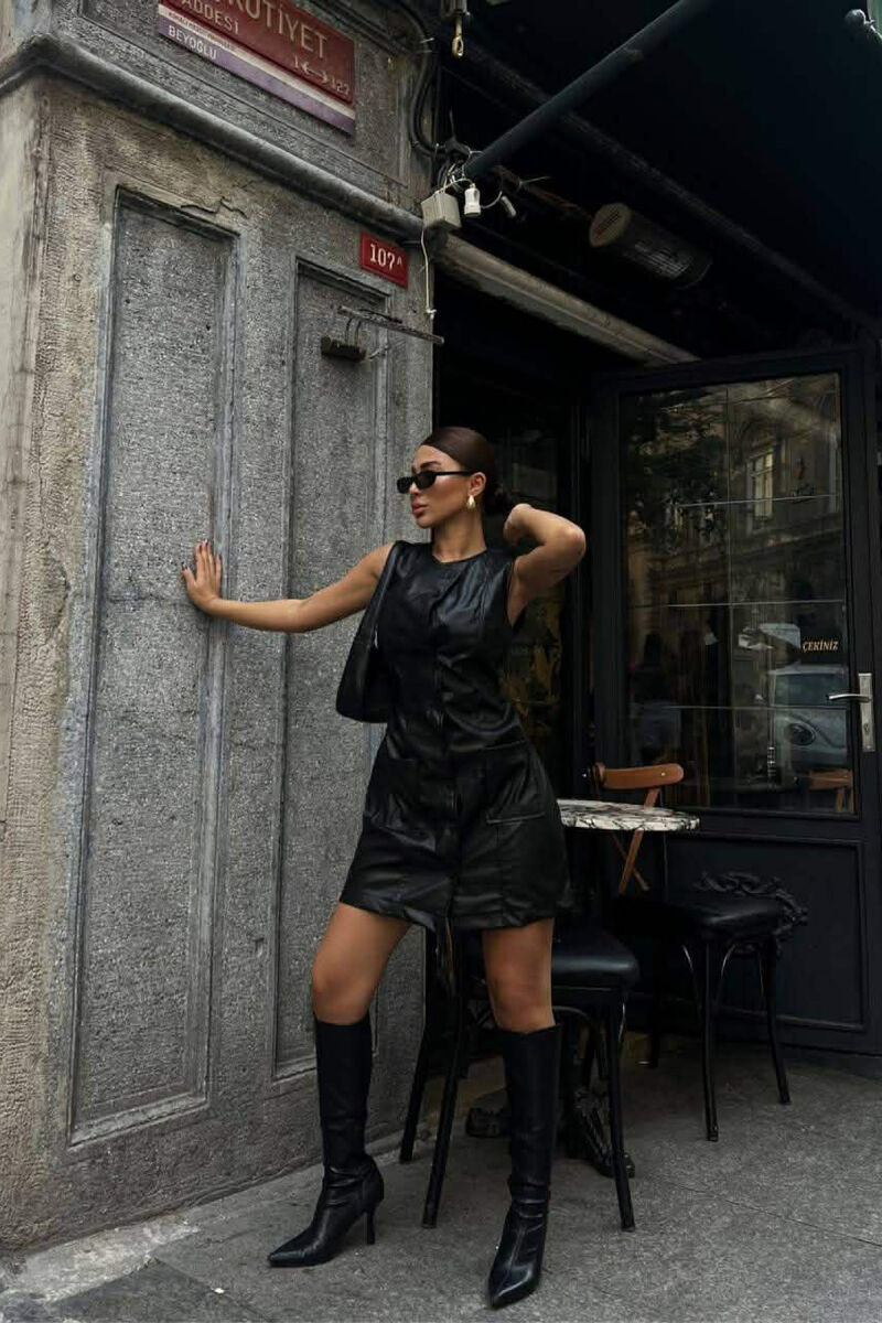 FUSTAN LEKURE NJE NGJYRESH PA MENGE DHE BUTONA PER FEMRA NE NGJYRE TE ZEZE - 5