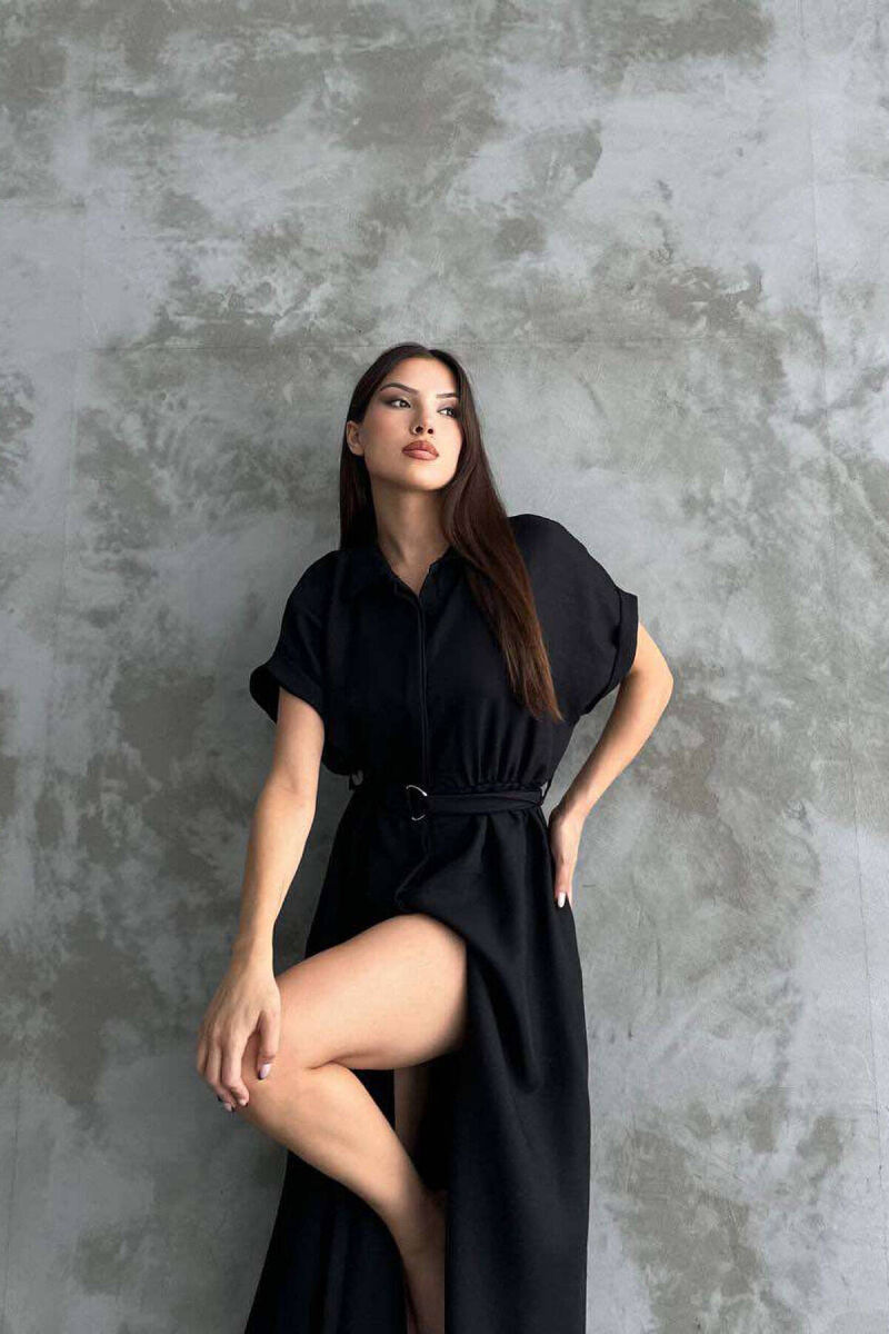 FUSTAN ME BUTONA PËR FEMRA NË NGJYRËN E ZEZË - 2