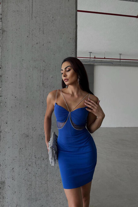 FUSTAN ME DETAJE PËR FEMRA NË NGJYRËN BLU - 2