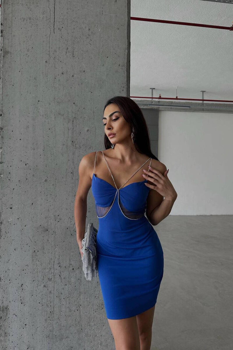 FUSTAN ME DETAJE PËR FEMRA NË NGJYRËN BLU - 2