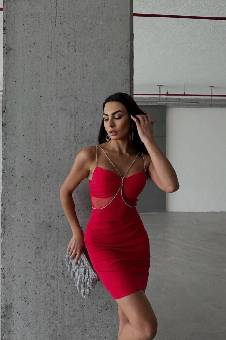 FUSTAN ME DETAJE PËR FEMRA NË NGJYRËN E KUQE - 7