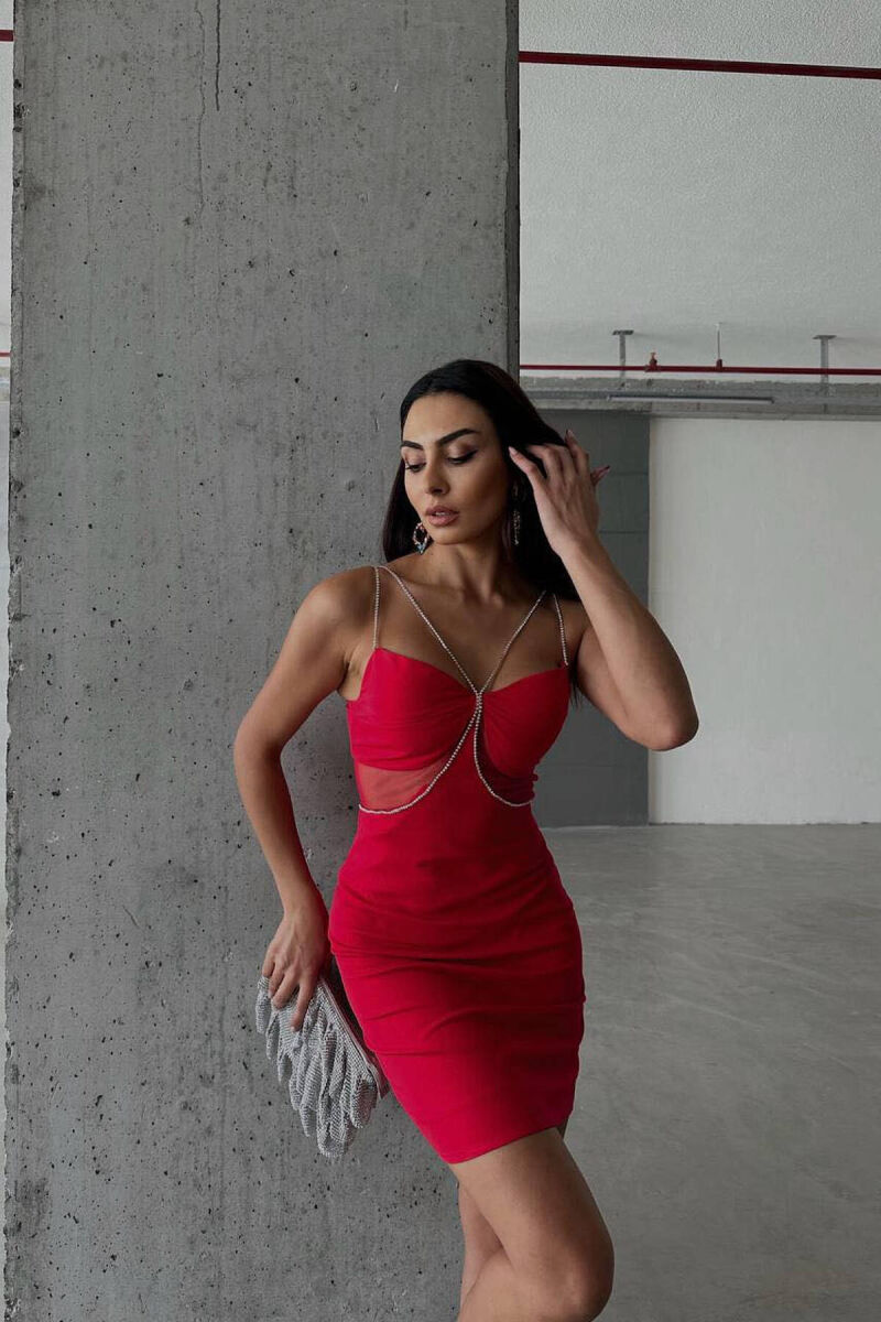 FUSTAN ME DETAJE PËR FEMRA NË NGJYRËN E KUQE - 7