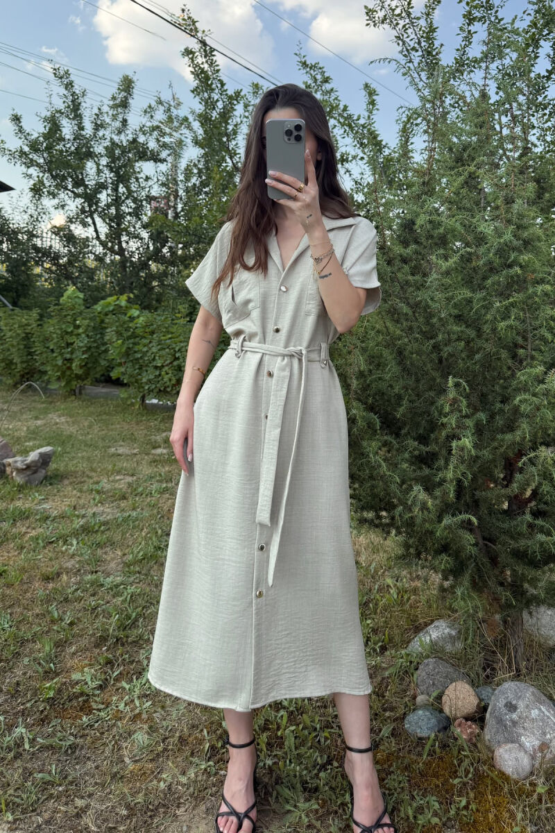 FUSTAN ME DETAJIN E XHEPAVE ME LIDHSE PËR FEMRA NË NGJYRËN BEZHË - 2