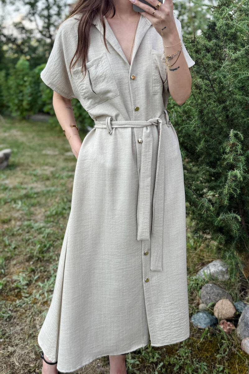 FUSTAN ME DETAJIN E XHEPAVE ME LIDHSE PËR FEMRA NË NGJYRËN BEZHË - 3