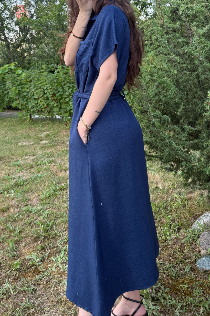 FUSTAN ME DETAJIN E XHEPAVE ME LIDHSE PËR FEMRA NË NGJYRËN BLU E ERRËT - 4