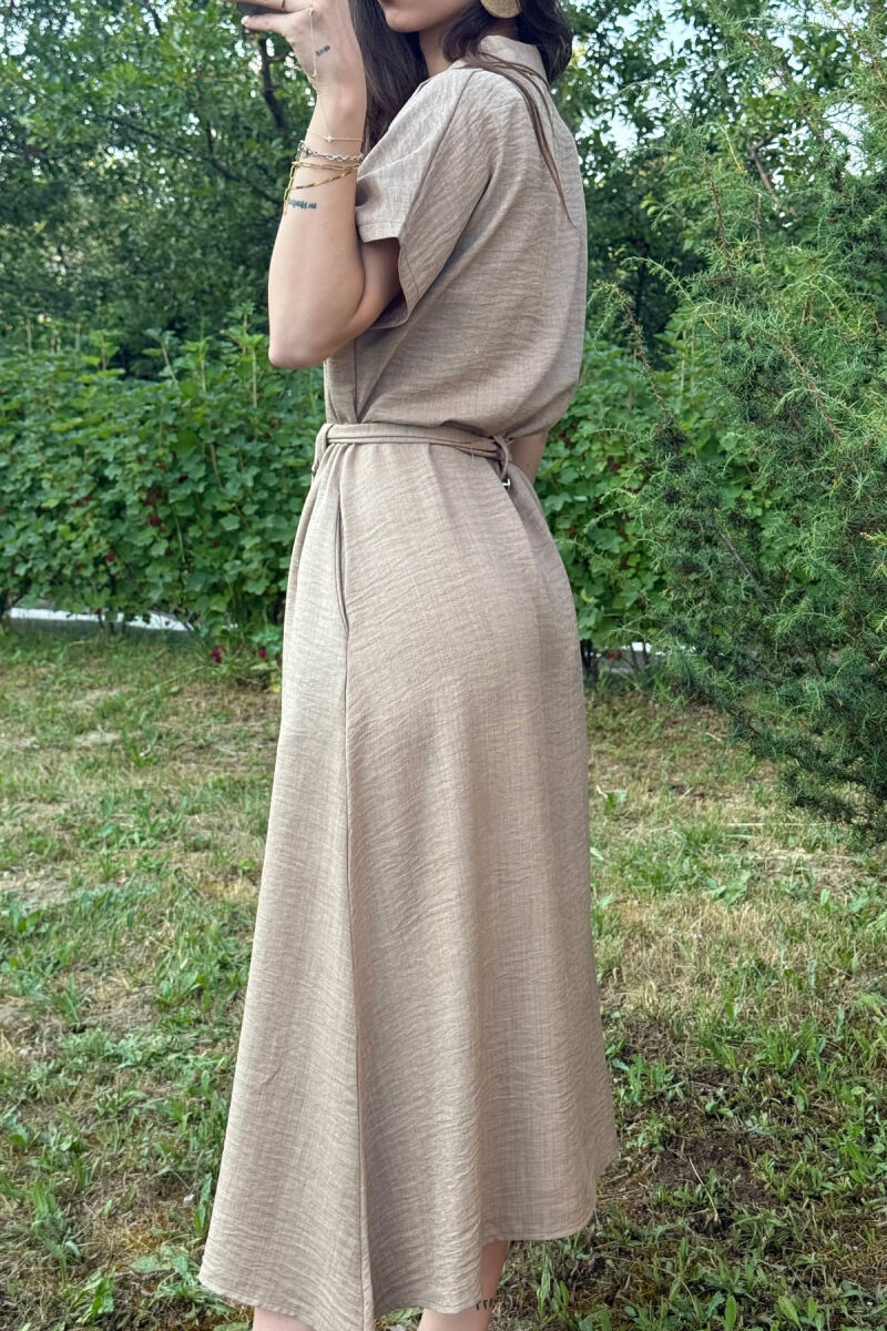 FUSTAN ME DETAJIN E XHEPAVE ME LIDHSE PËR FEMRA NË NGJYRËN KAFE E ZBARDHUR - 3