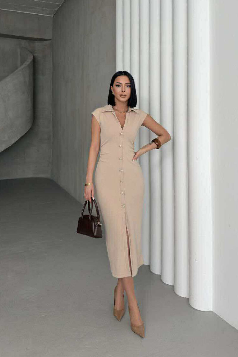 FUSTAN ME JAKË POLO ME KOPSA PËR FEMRA NË NGJYRËN BEZHË - 1