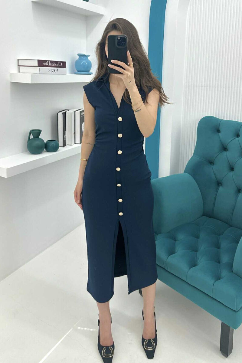 FUSTAN ME JAKË POLO ME KOPSA PËR FEMRA NË NGJYRËN BLU E ERRËT - 4