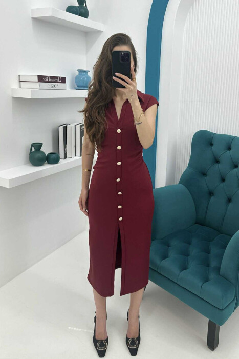 FUSTAN ME JAKË POLO ME KOPSA PËR FEMRA NË NGJYRËN VISHNJË - 4