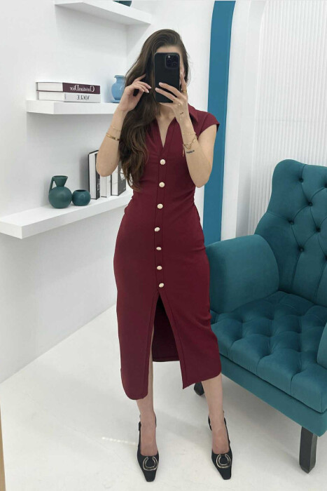 FUSTAN ME JAKË POLO ME KOPSA PËR FEMRA NË NGJYRËN VISHNJË - 5