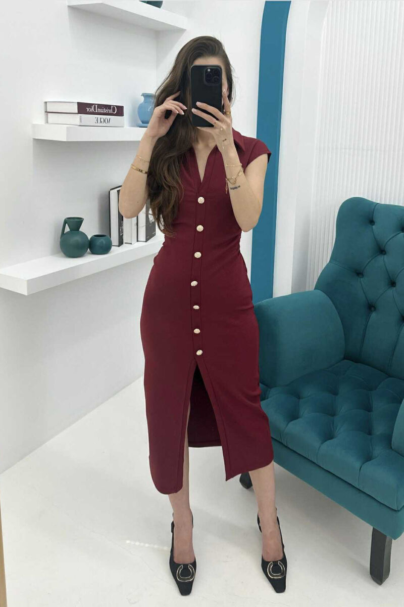 FUSTAN ME JAKË POLO ME KOPSA PËR FEMRA NË NGJYRËN VISHNJË - 5