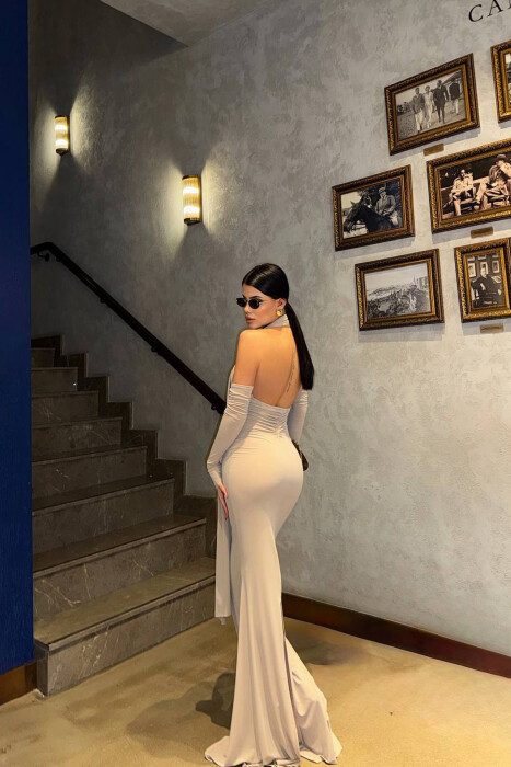 FUSTAN NJE NGJYRESH ME DETAJIN E SHALLIT PER FEMRA NE NGJYRE BEZHE - 3