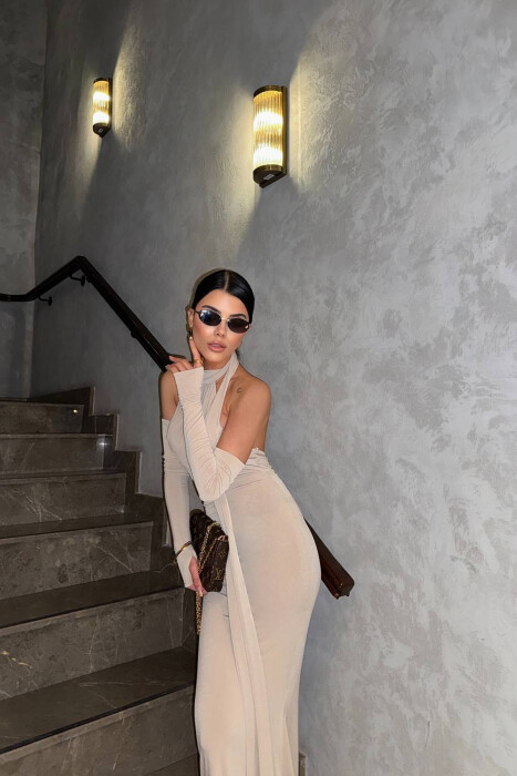 FUSTAN NJE NGJYRESH ME DETAJIN E SHALLIT PER FEMRA NE NGJYRE BEZHE - 7