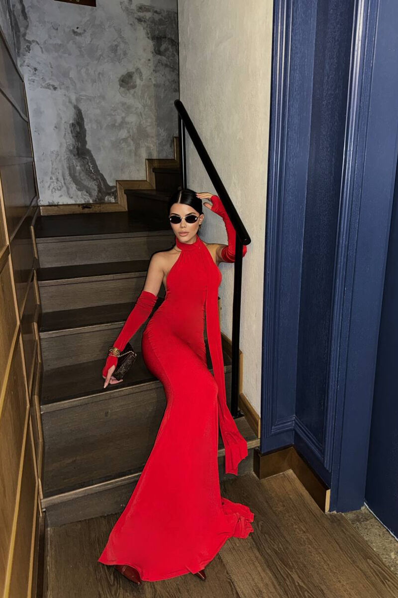 FUSTAN NJE NGJYRESH ME DETAJIN E SHALLIT PER FEMRA NE NGJYRE TE KUQE - 2