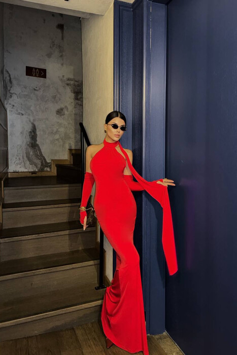 FUSTAN NJE NGJYRESH ME DETAJIN E SHALLIT PER FEMRA NE NGJYRE TE KUQE - 5