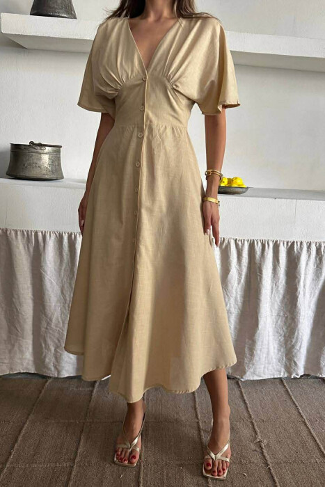 FUSTAN NJE NGJYRESH ME JAKE V DHE ME KOPSA PER FEMRA NE NGJYRE BEZHE - 2