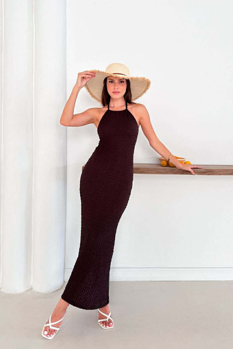 FUSTAN NJE NGJYRESH ME LIDHESE TEK PJESA E QAFES PER FEMRA NE NGJYRE KAFE - 1