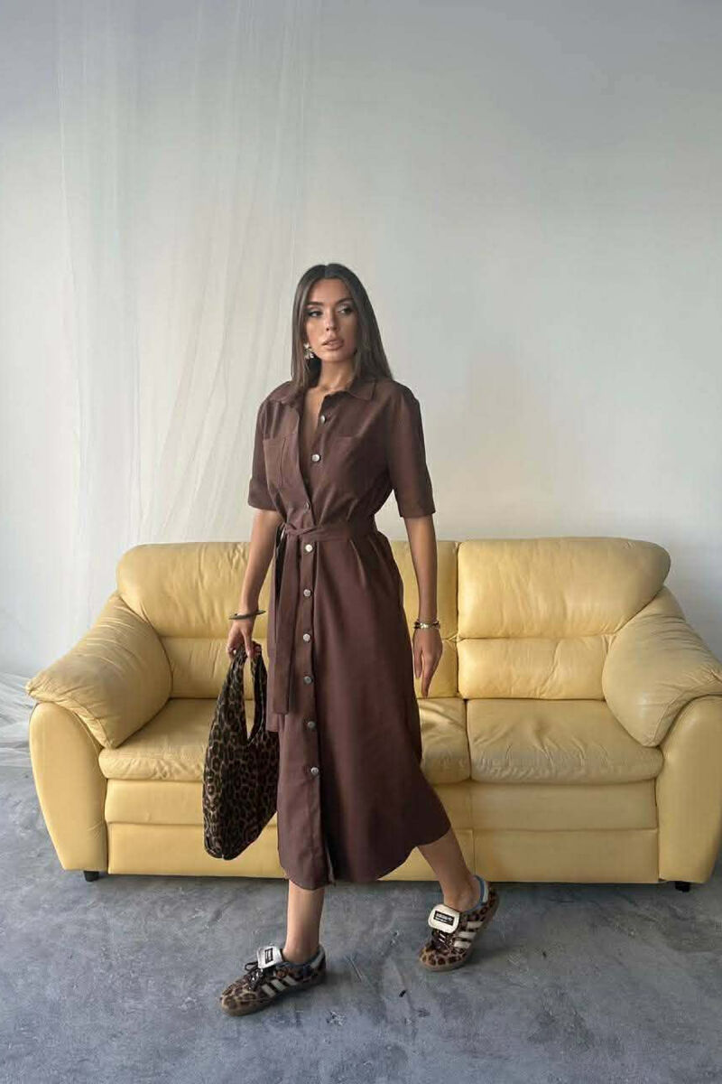 FUSTAN NJE NGJYRESH ME MENGE TE SHKURTRA ME KOPSA SILVER PER FEMRA NE NGJYREN KAFE - 2