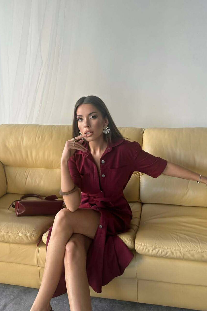 FUSTAN NJE NGJYRESH ME MENGE TE SHKURTRA ME KOPSA SILVER PER FEMRA NE NGJYREN VISHNJE - 3