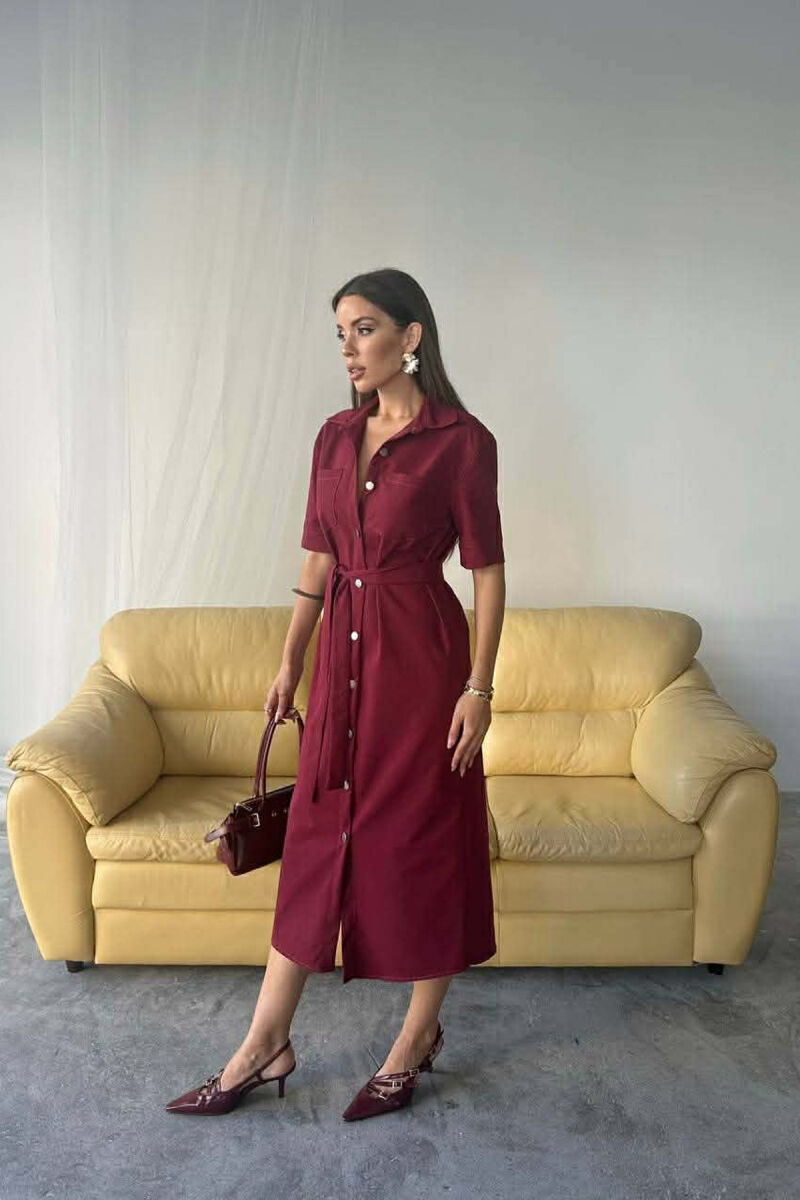 FUSTAN NJE NGJYRESH ME MENGE TE SHKURTRA ME KOPSA SILVER PER FEMRA NE NGJYREN VISHNJE - 5