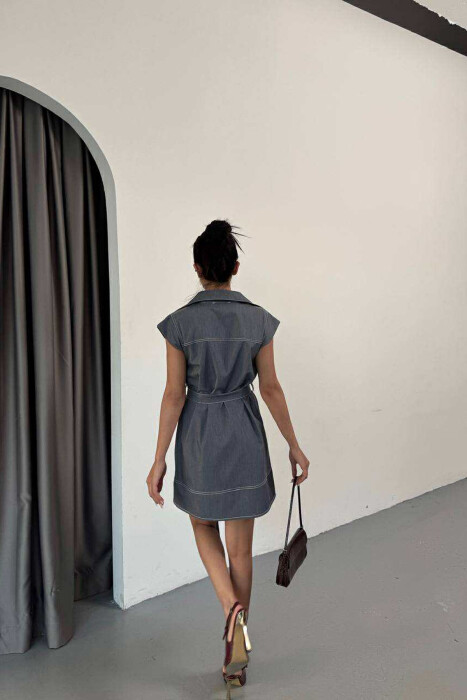 FUSTAN PA MËNGË ME JAKE POLO PËR FEMRA NË NGJYRËN BLU - 4