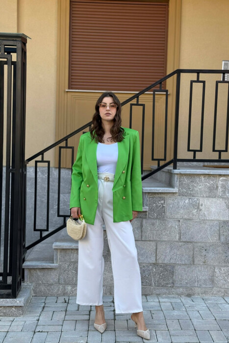 GOLD BUTTONS CLASSIC WOMAN JACKET LIGHT GREEN/JEZB - KLAUDIO FASHION