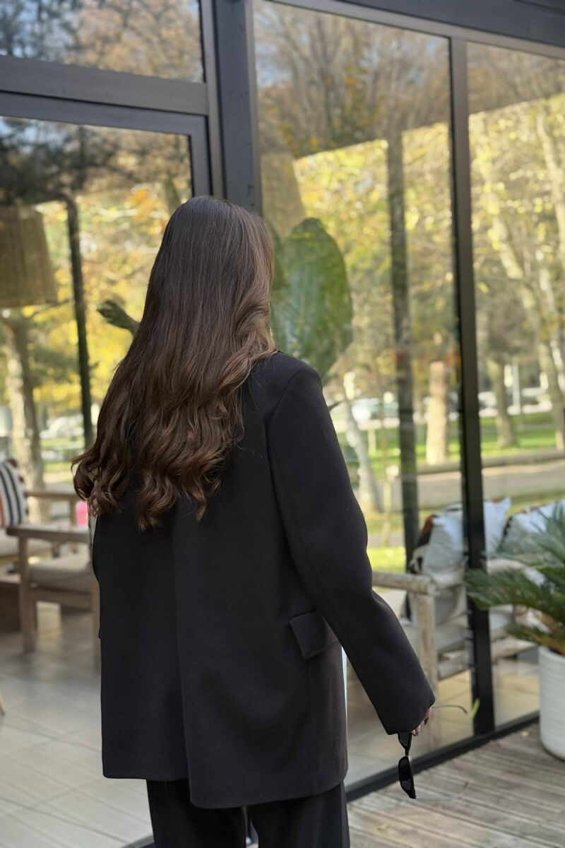 GOLD BUTTONS DETAIL SIMPLE WOMEN COAT BLACK/ E ZEZE - 6