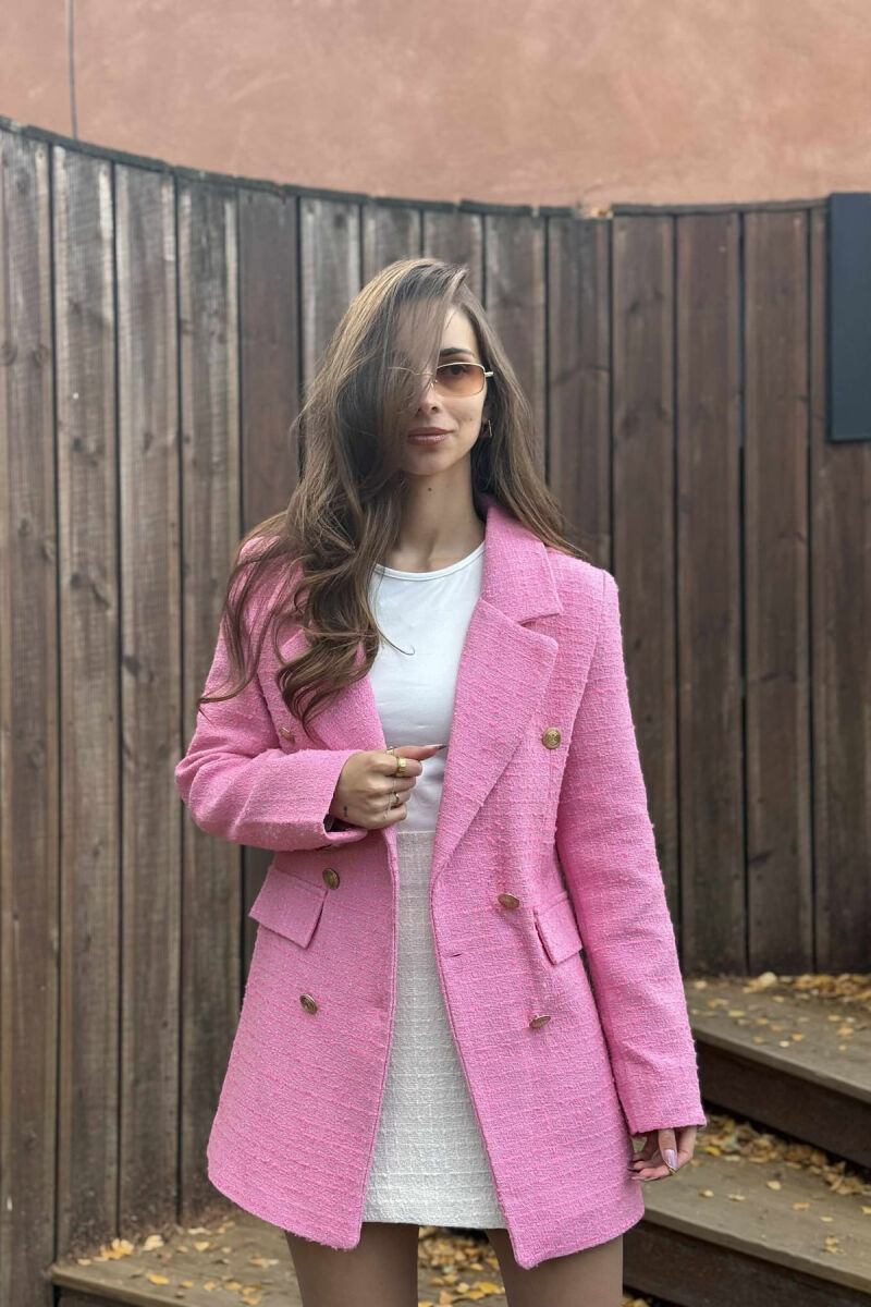 GOLD BUTTONS ONE COLOR WOMEN JACKET PINK/ROZE - 3