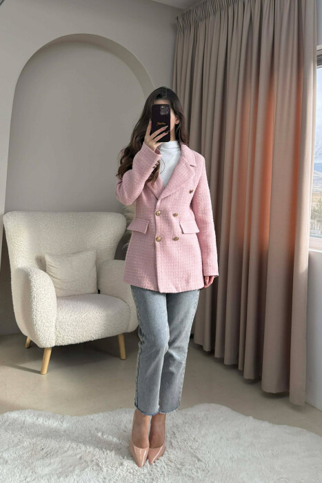 GOLD BUTTONS ONE COLOR WOMEN JACKET POWDER/PUDER - 5