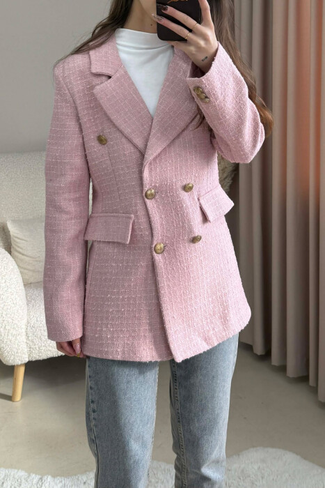 GOLD BUTTONS ONE COLOR WOMEN JACKET POWDER/PUDER - 6