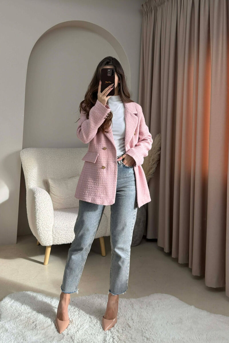 GOLD BUTTONS ONE COLOR WOMEN JACKET POWDER/PUDER - 7