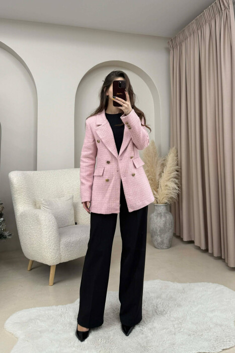 GOLD BUTTONS ONE COLOR WOMEN JACKET POWDER/PUDER - 1