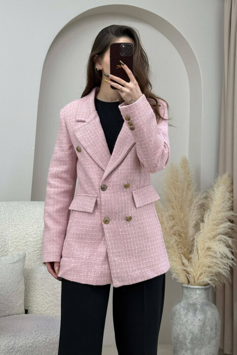 GOLD BUTTONS ONE COLOR WOMEN JACKET POWDER/PUDER - 2