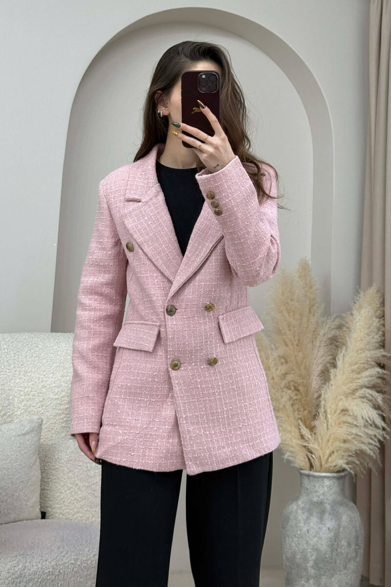 GOLD BUTTONS ONE COLOR WOMEN JACKET POWDER/PUDER - 2