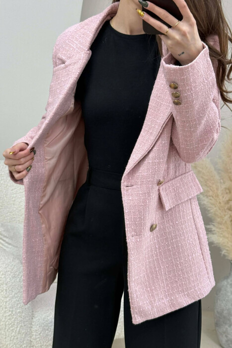 GOLD BUTTONS ONE COLOR WOMEN JACKET POWDER/PUDER - 4