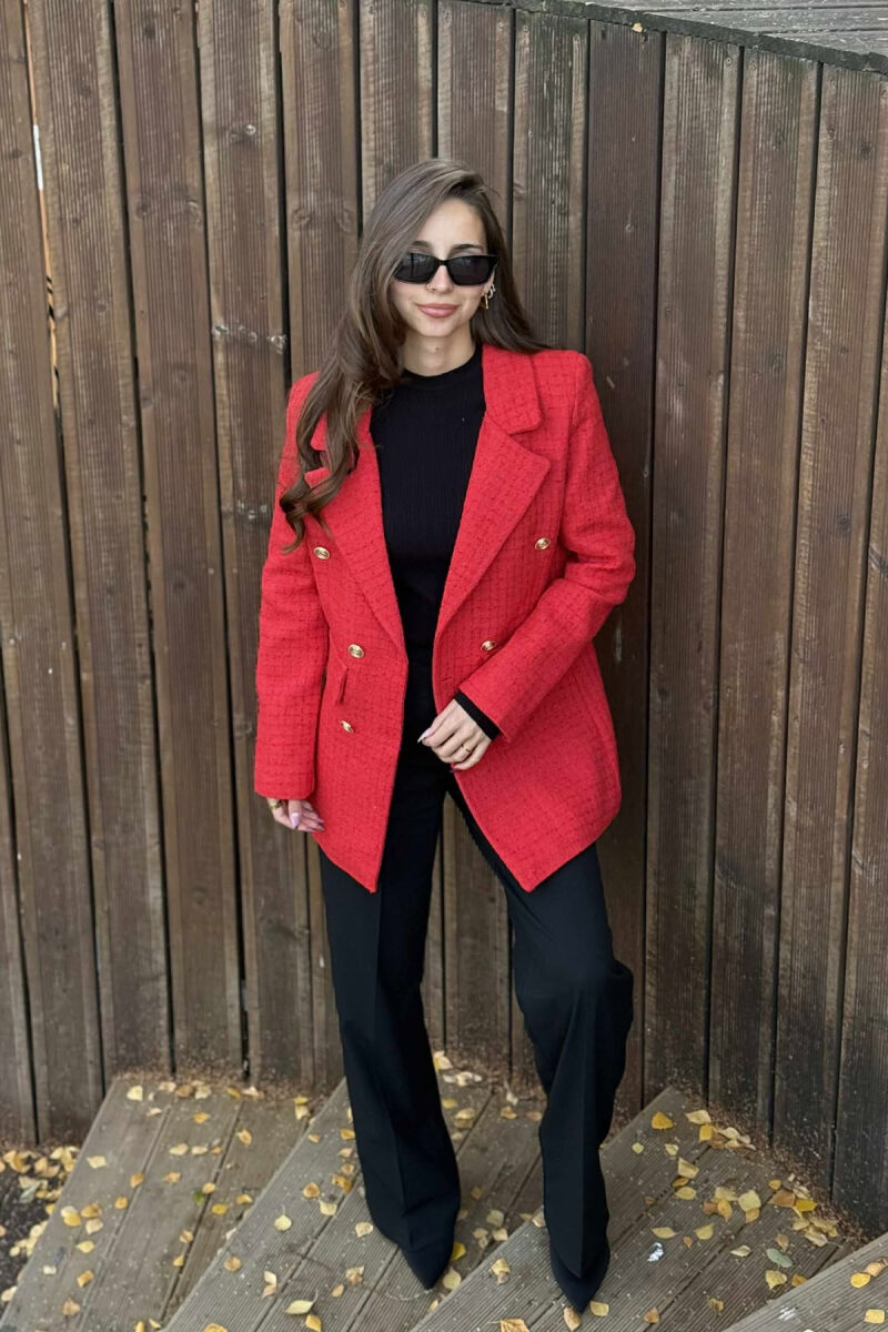 GOLD BUTTONS ONE COLOR WOMEN JACKET RED/E KUQE - 1