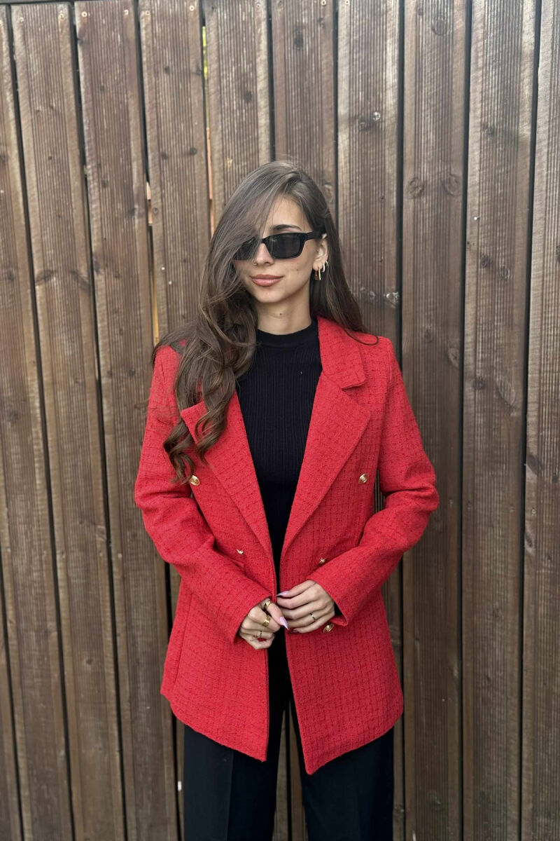 GOLD BUTTONS ONE COLOR WOMEN JACKET RED/E KUQE - 3