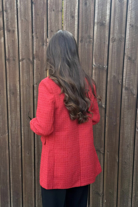 GOLD BUTTONS ONE COLOR WOMEN JACKET RED/E KUQE - 5