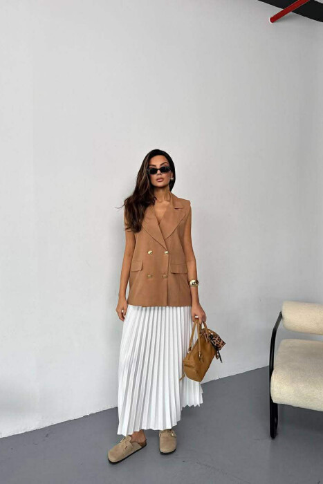 GOLD BUTTONS WOMAN VEST BEIGE/BEZHE - 2