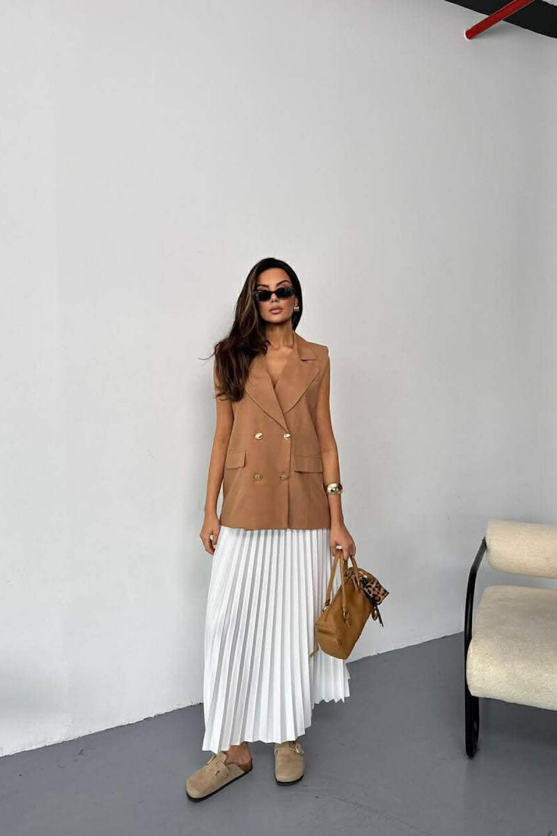 GOLD BUTTONS WOMAN VEST BEIGE/BEZHE - 2