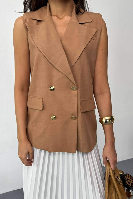 GOLD BUTTONS WOMAN VEST BEIGE/BEZHE - 4