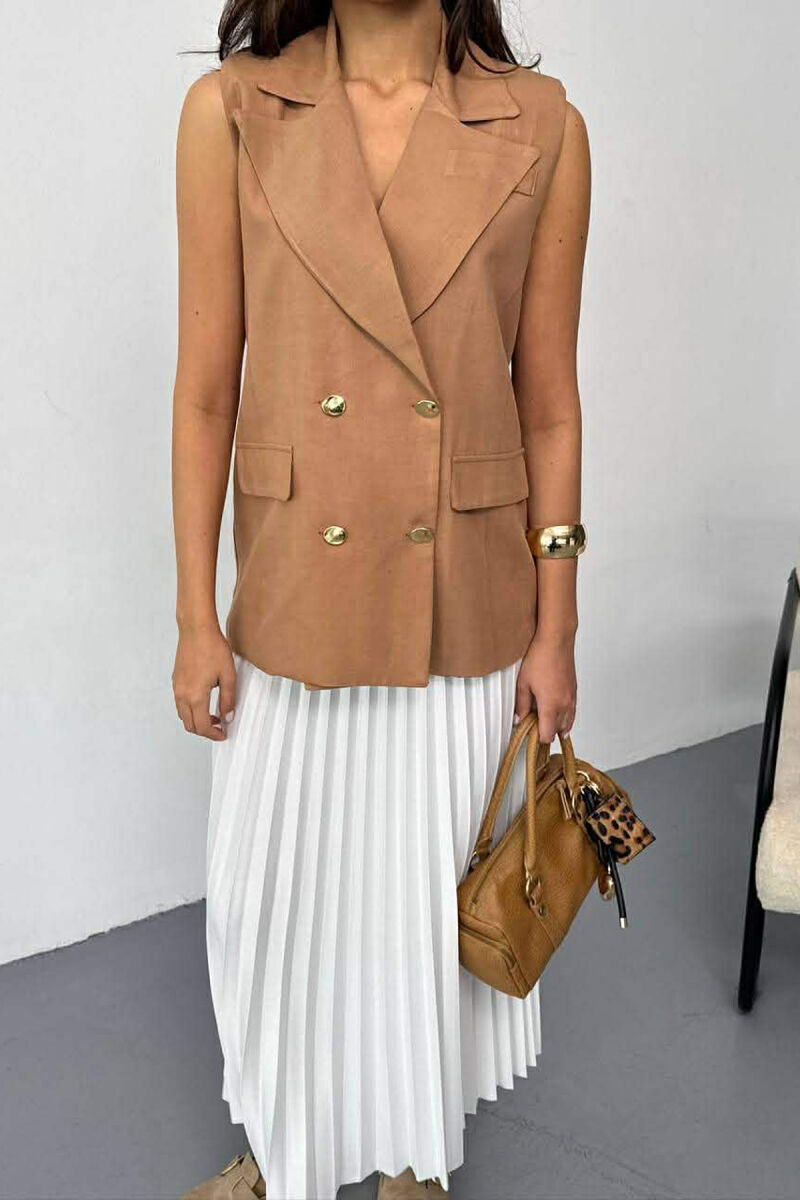 GOLD BUTTONS WOMAN VEST BEIGE/BEZHE - 5